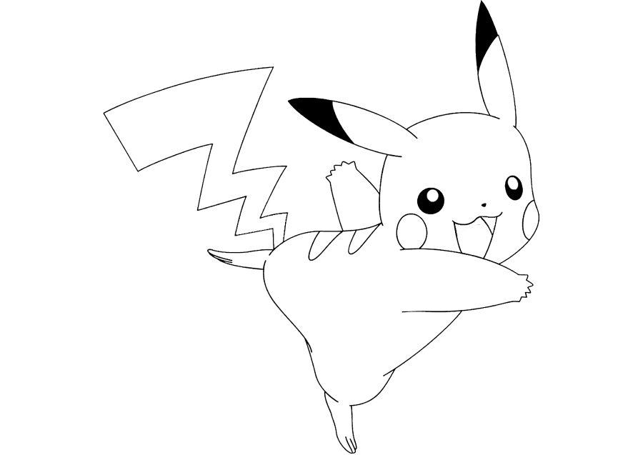 Para Colorear Pokémon Feliz Pikachu